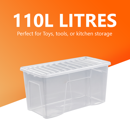 110L Plastic Storage Box with Clear Lid