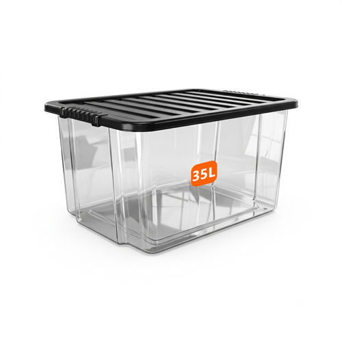 35L Plastic Storage Box with Black Lid