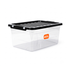 45L Clear Plastic Storage Box with Black Lid