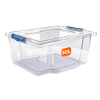 50L Plastic Storage Box with Blue Clippy Lid