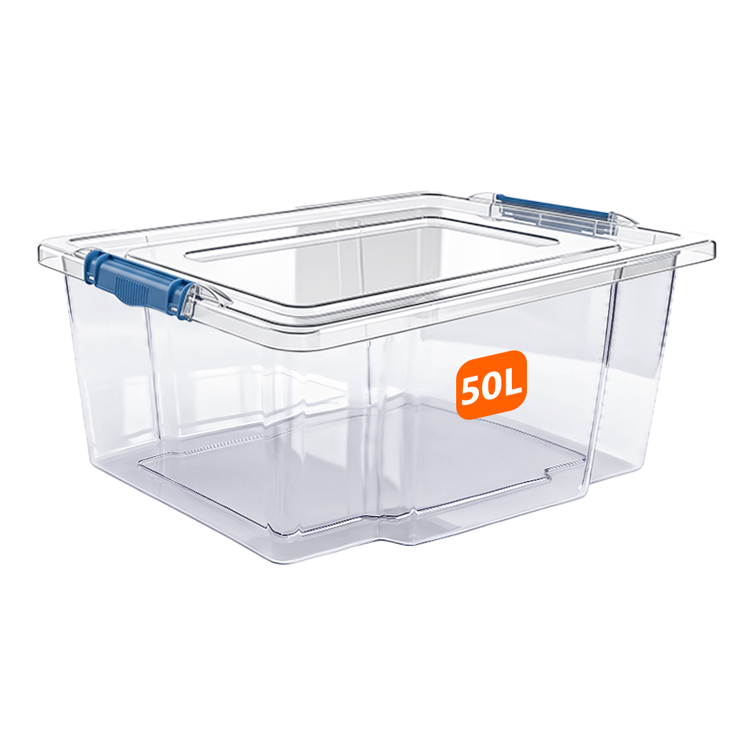 50L Plastic Storage Box with Blue Clippy Lid