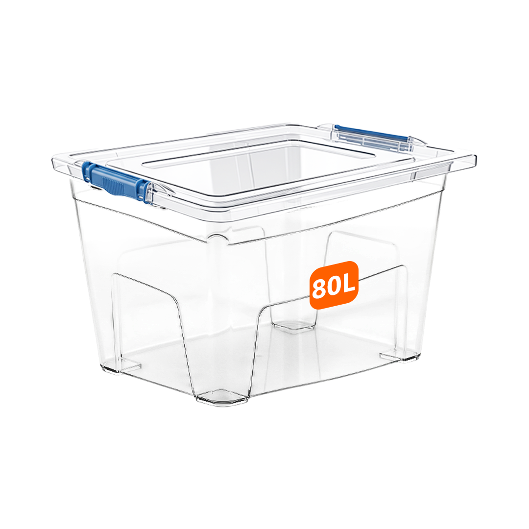 80L Plastic Storage Box with Blue Clippy Lid