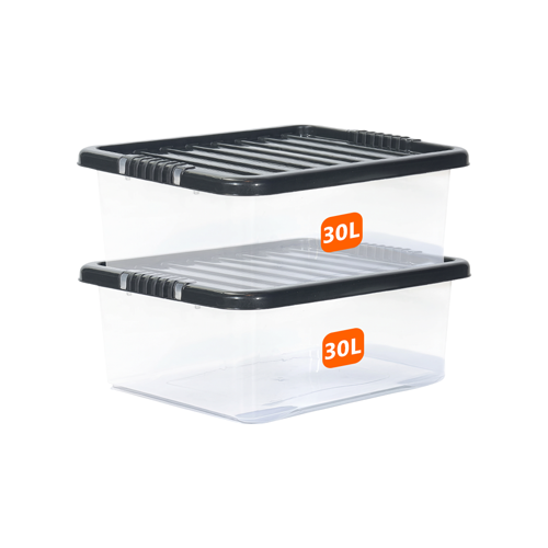 30L Underbed Storage Box With Black Lid