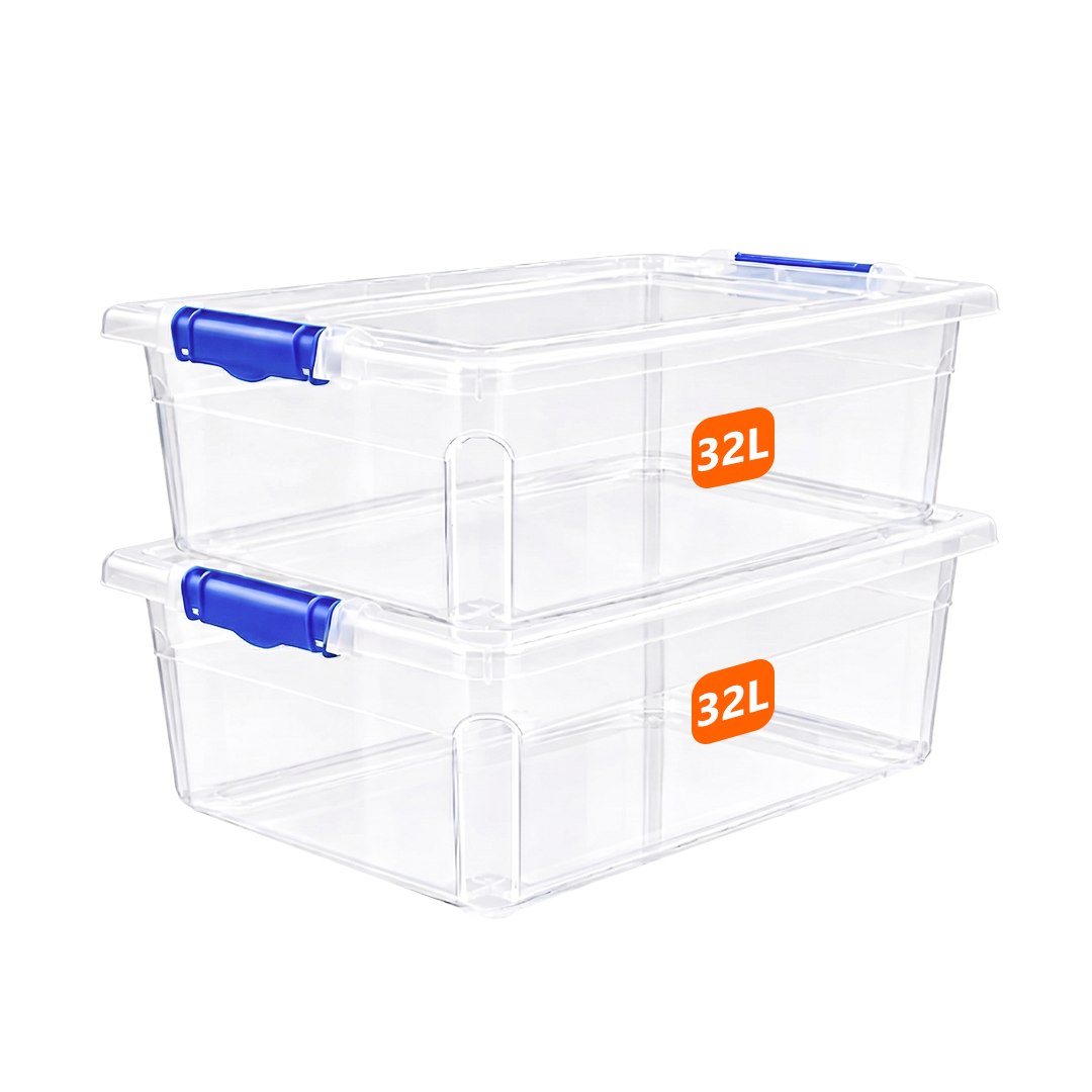32L Underbed Storage Box with Blue Clippy Lid