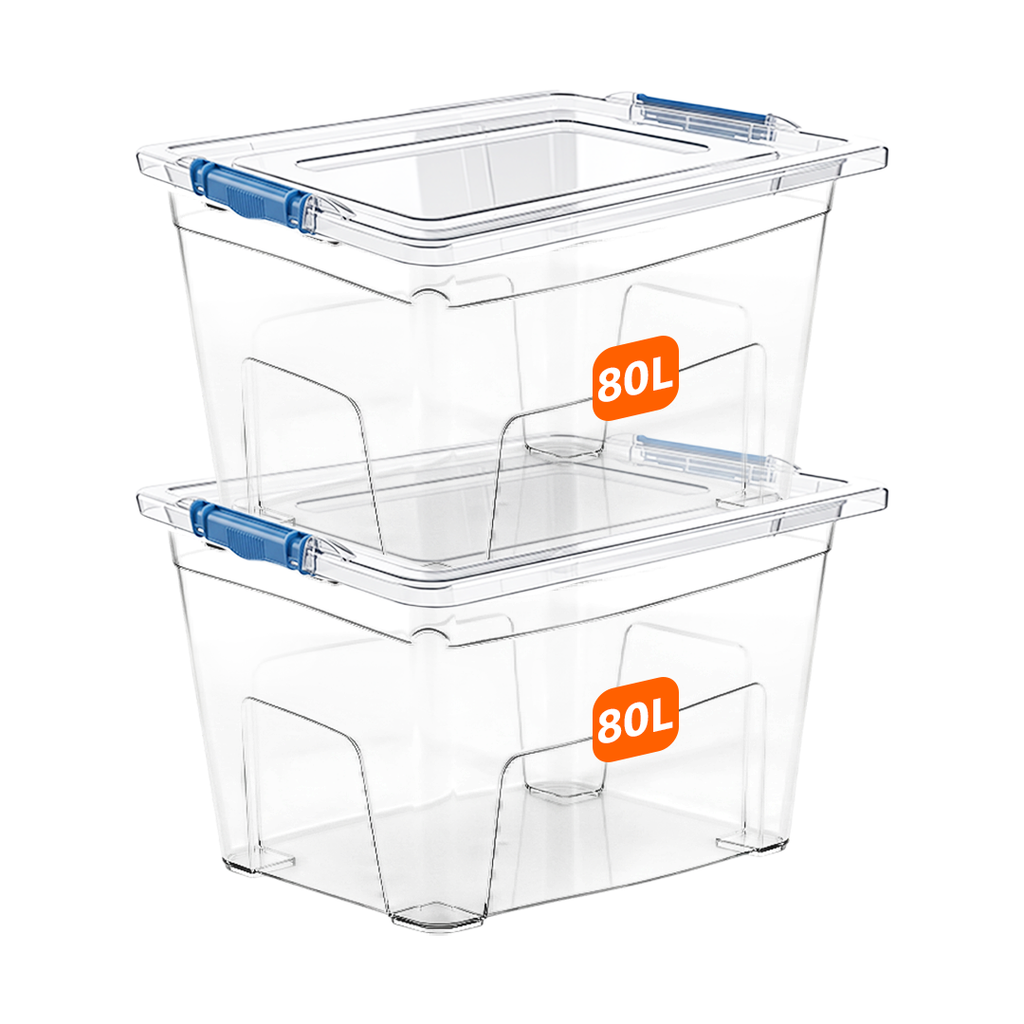 80L Plastic Storage Box with Blue Clippy Lid
