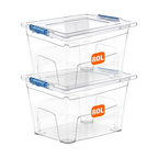 80L Plastic Storage Box with Blue Clippy Lid
