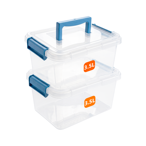 3.5L Plastic Storage Box with Blue Clippy Lid
