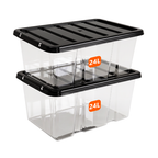 24L Plastic Storage Box with Black Lid