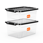 45L Clear Plastic Storage Box with Black Lid