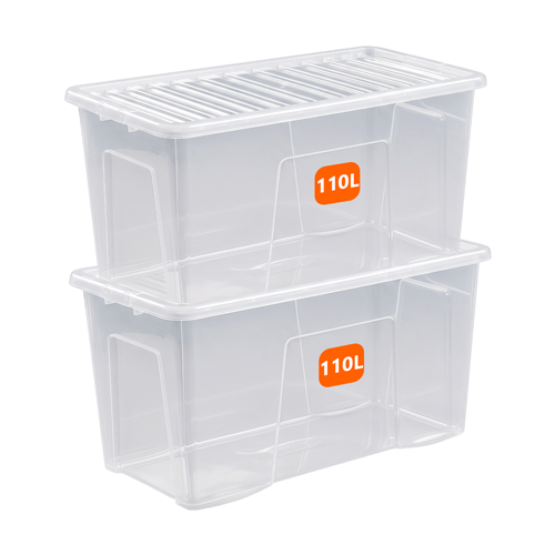 110L Plastic Storage Box with Clear Lid