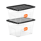 80L Plastic Storage Box with Black Lid