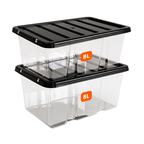 8L Plastic Storage Box with Black Lid