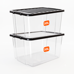 30L Plastic Storage Box with Black Lid
