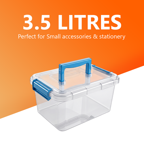 3.5L Plastic Storage Box with Blue Clippy Lid