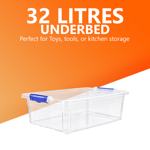 32L Plastic Storage Box with Black Lid