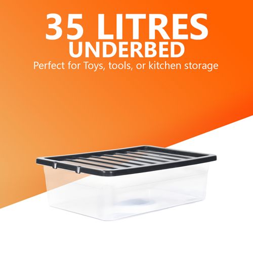 35L Underbed Storage Box with Black Lid