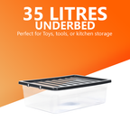 35L Underbed Storage Box with Black Lid