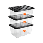 24L Plastic Storage Box with Black Lid