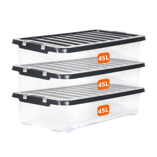 45L Underbed Storage Box with Black Lid