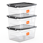 45L Clear Plastic Storage Box with Black Lid