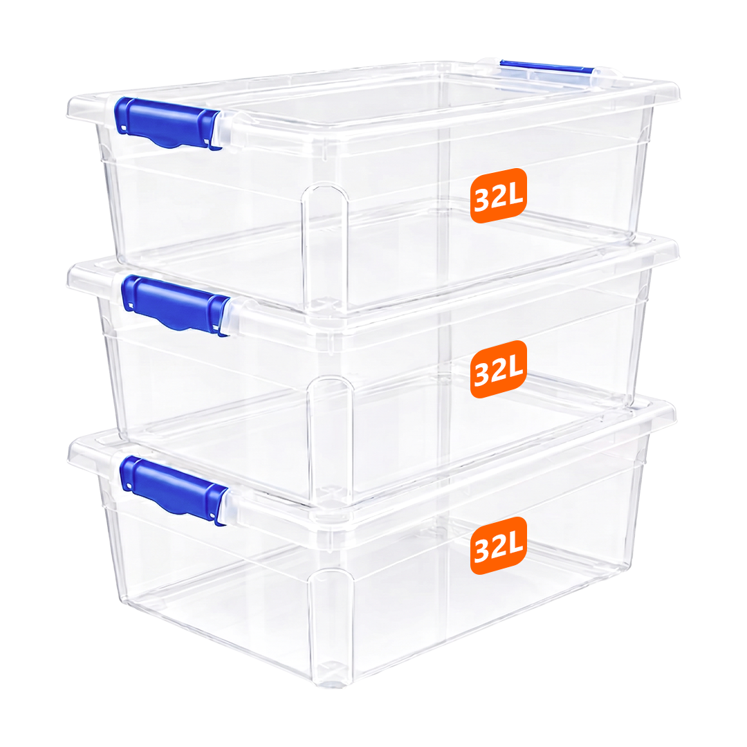 32L Underbed Storage Box with Blue Clippy Lid