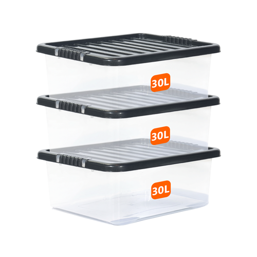 30L Underbed Storage Box With Black Lid
