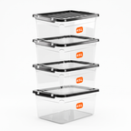45L Clear Plastic Storage Box with Black Lid