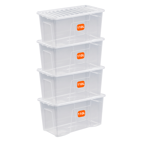 110L Plastic Storage Box with Clear Lid
