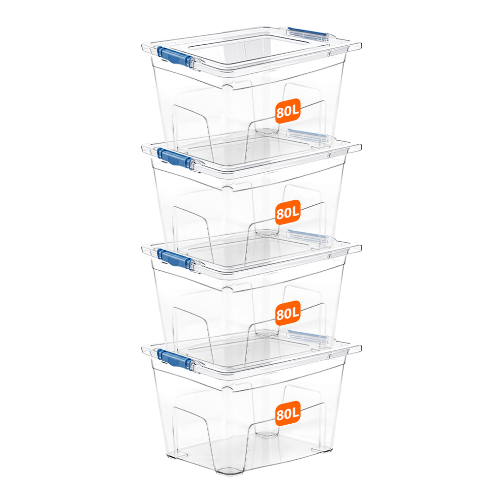 80L Plastic Storage Box with Blue Clippy Lid