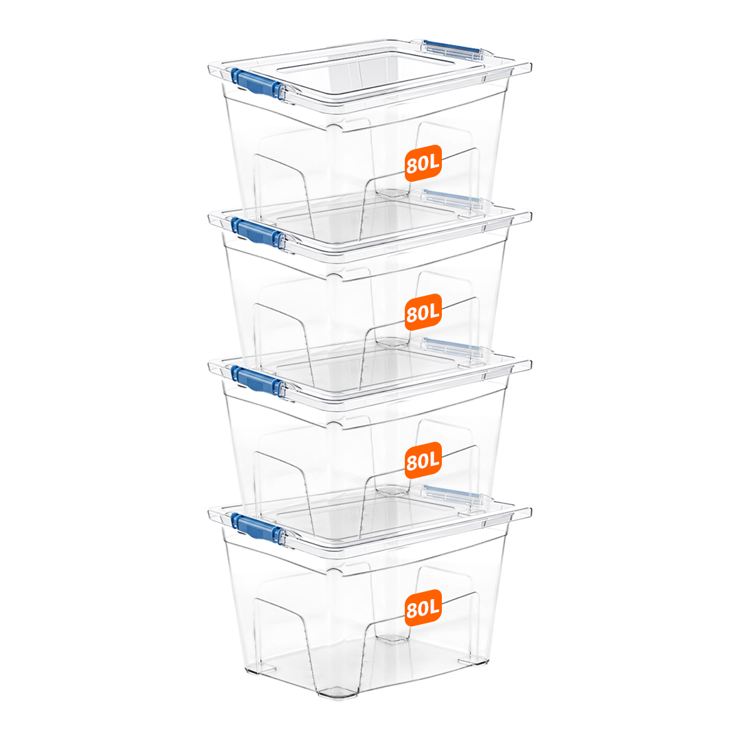 80L Plastic Storage Box with Blue Clippy Lid