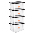 30L Plastic Storage Box with Black Lid