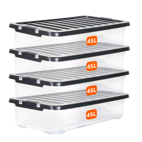 45L Underbed Storage Box with Black Lid