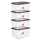 13L Plastic Storage Box with Black Lid