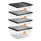 50L Plastic Storage Box with Black Lid