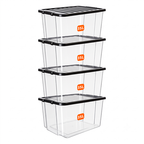 35L Plastic Storage Box with Black Lid
