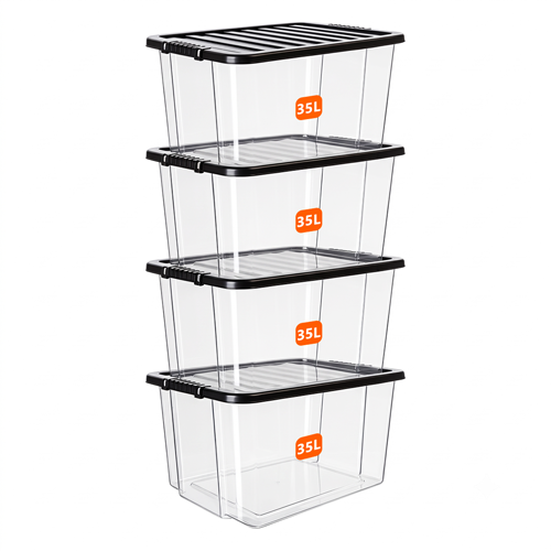35L Plastic Storage Box with Black Lid