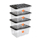 24L Plastic Storage Box with Black Lid