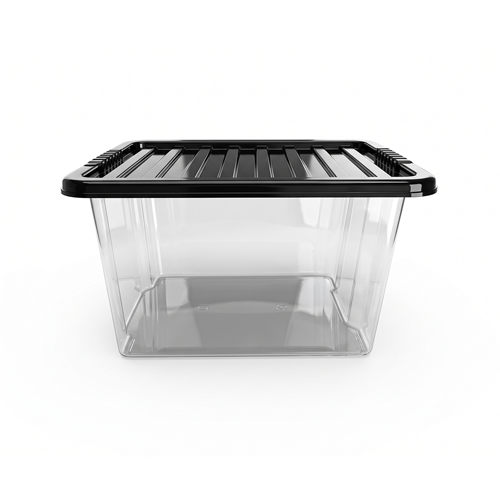 30L Plastic Storage Box with Black Lid