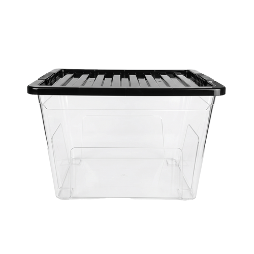 80L Plastic Storage Box with Black Lid