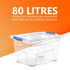 80L Plastic Storage Box with Blue Clippy Lid