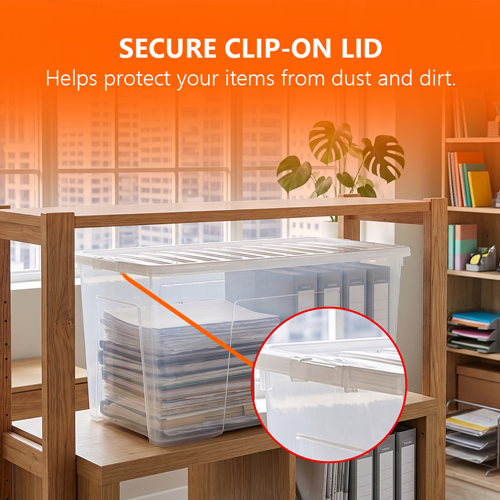 110L Plastic Storage Box with Clear Lid