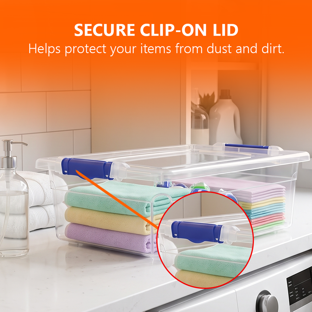 32L Plastic Storage Box with Black Lid