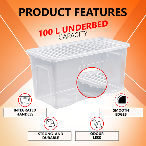110L Plastic Storage Box with Clear Lid