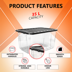 35L Plastic Storage Box with Black Lid