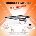 35L Underbed Storage Box with Black Lid