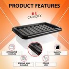 6L Plastic Storage Box with Black Lid