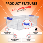 32L Plastic Storage Box with Black Lid